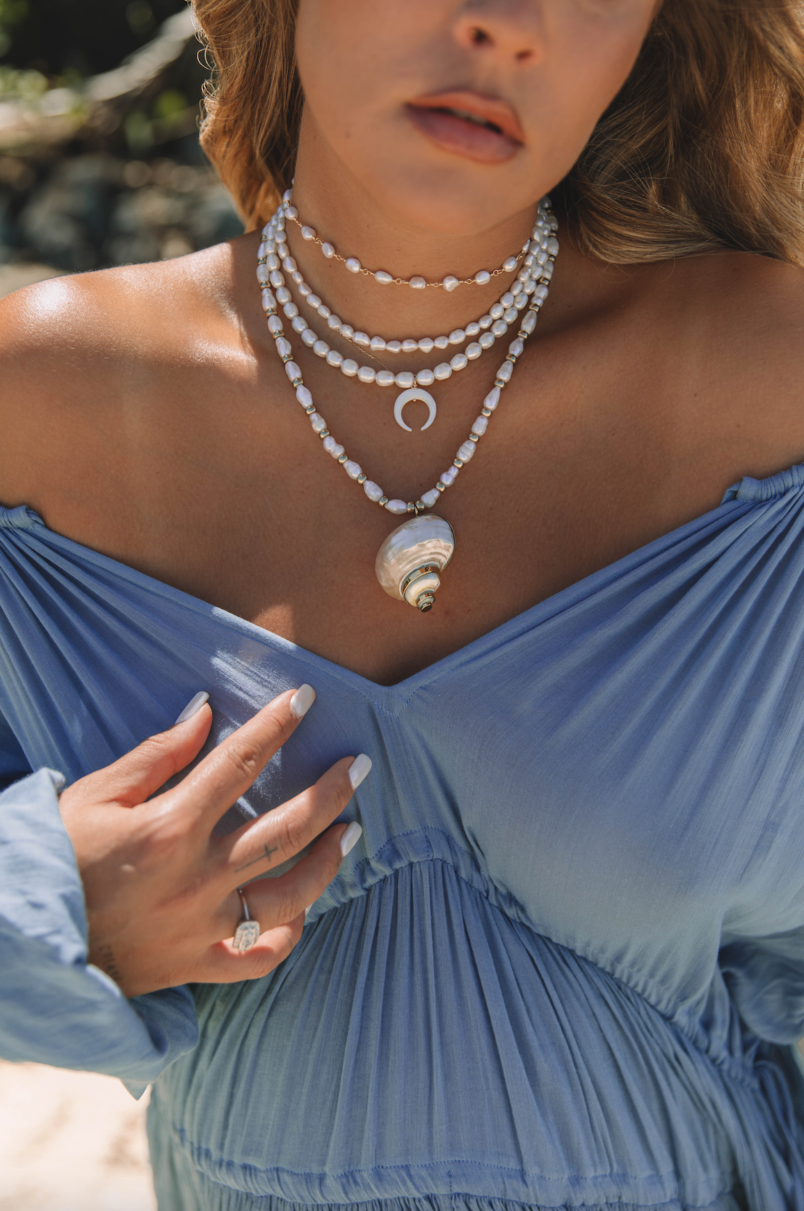 The White Caps Horn Necklace