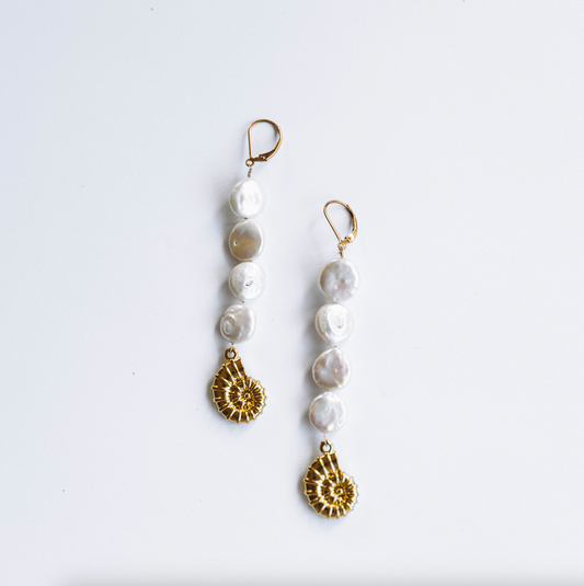 The Dripping Shell Pearl Earrings