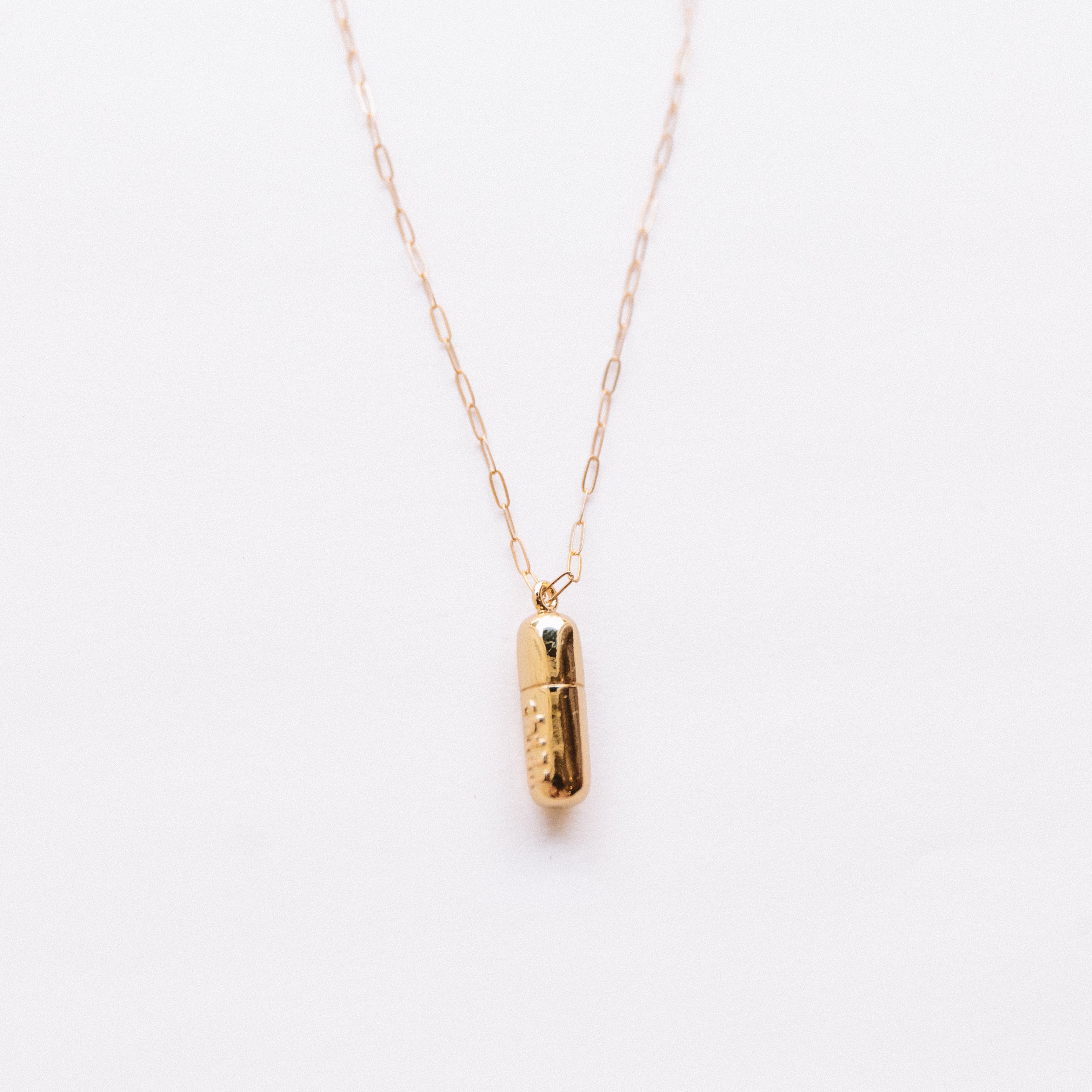 Gold deals pill necklace