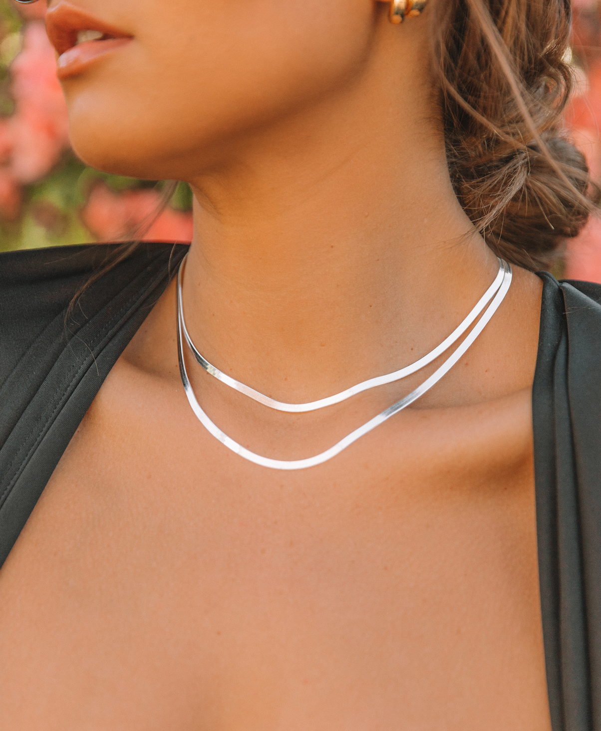 Silver Herringbone Necklace