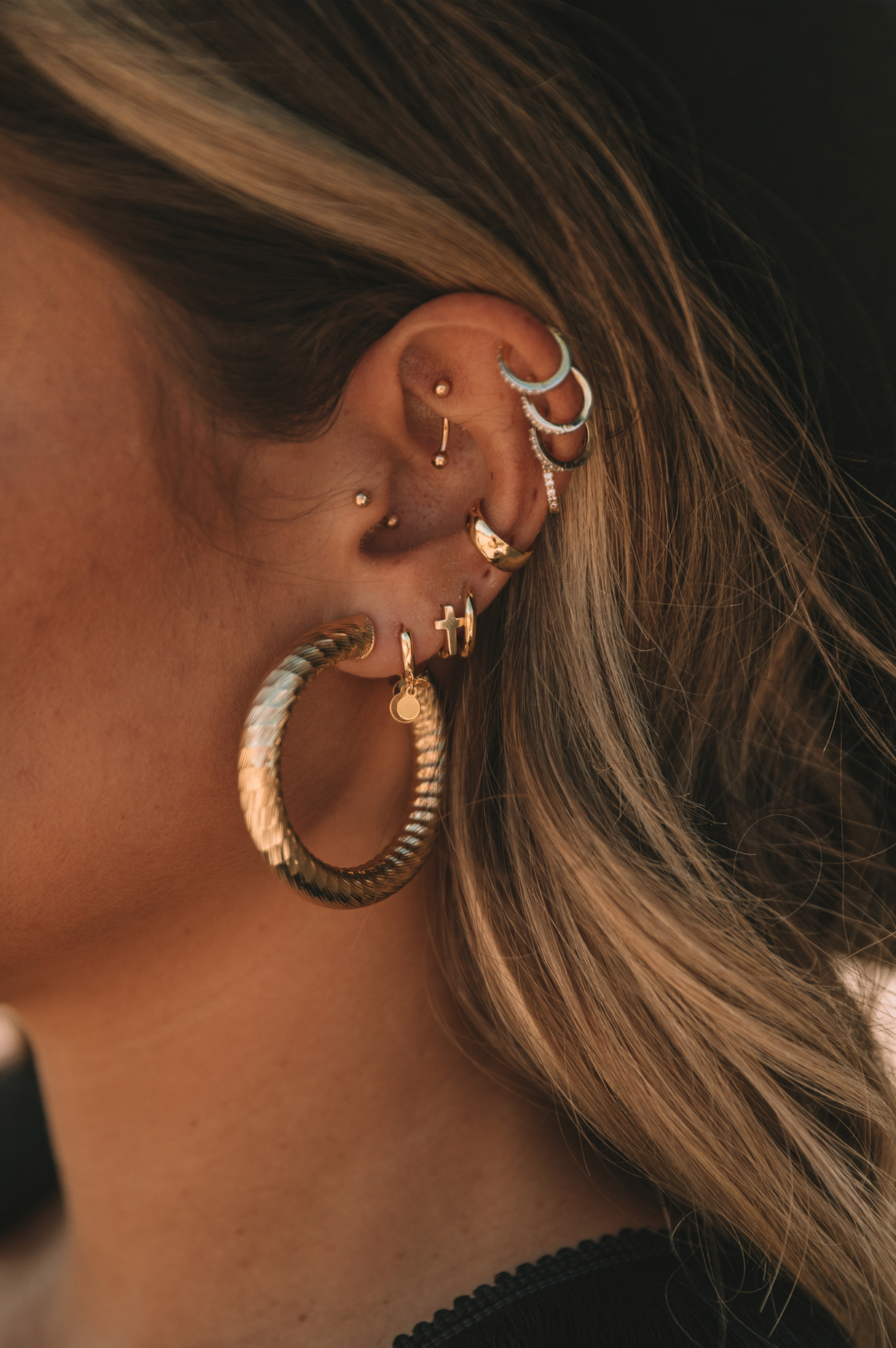 The Mini Gold Cross Huggie