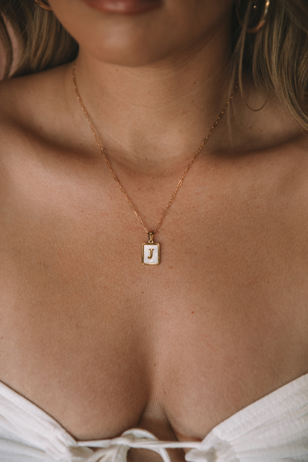 The Pearly Initial Tag Necklace