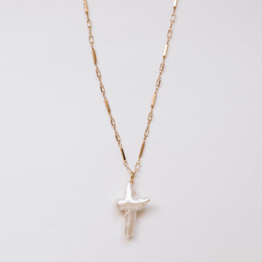 Madonna Pearl Cross Necklace
