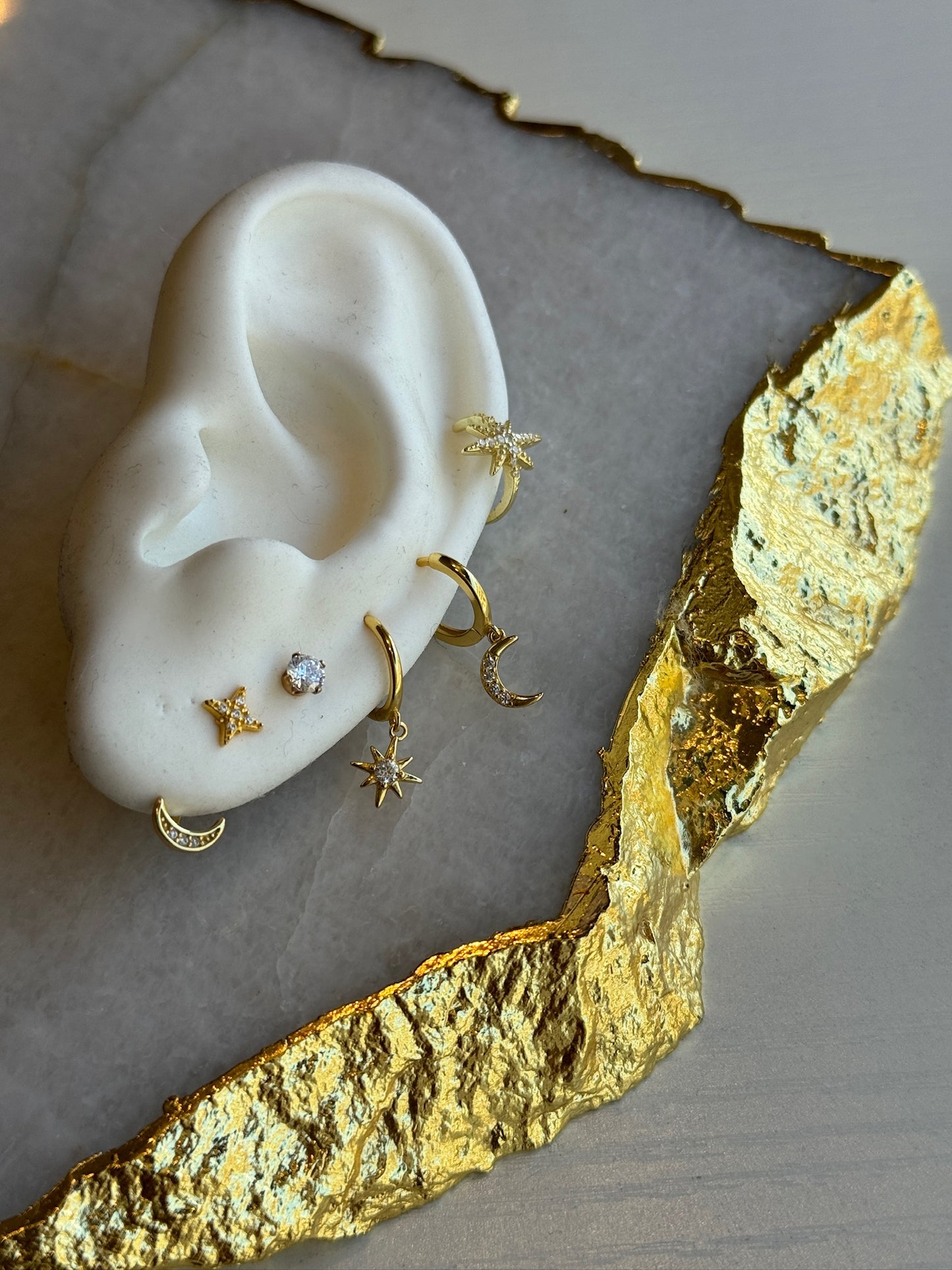 The Star And Moon Ear Jacket Stud