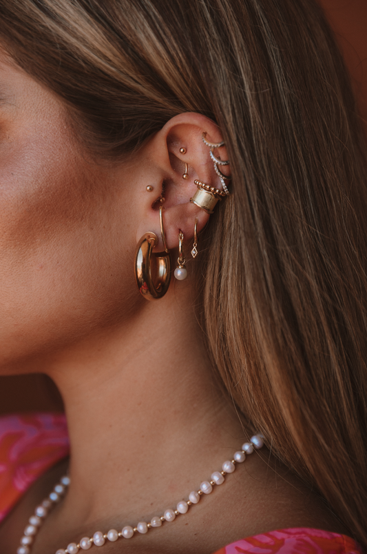 The Freshwater Pearl Huggie