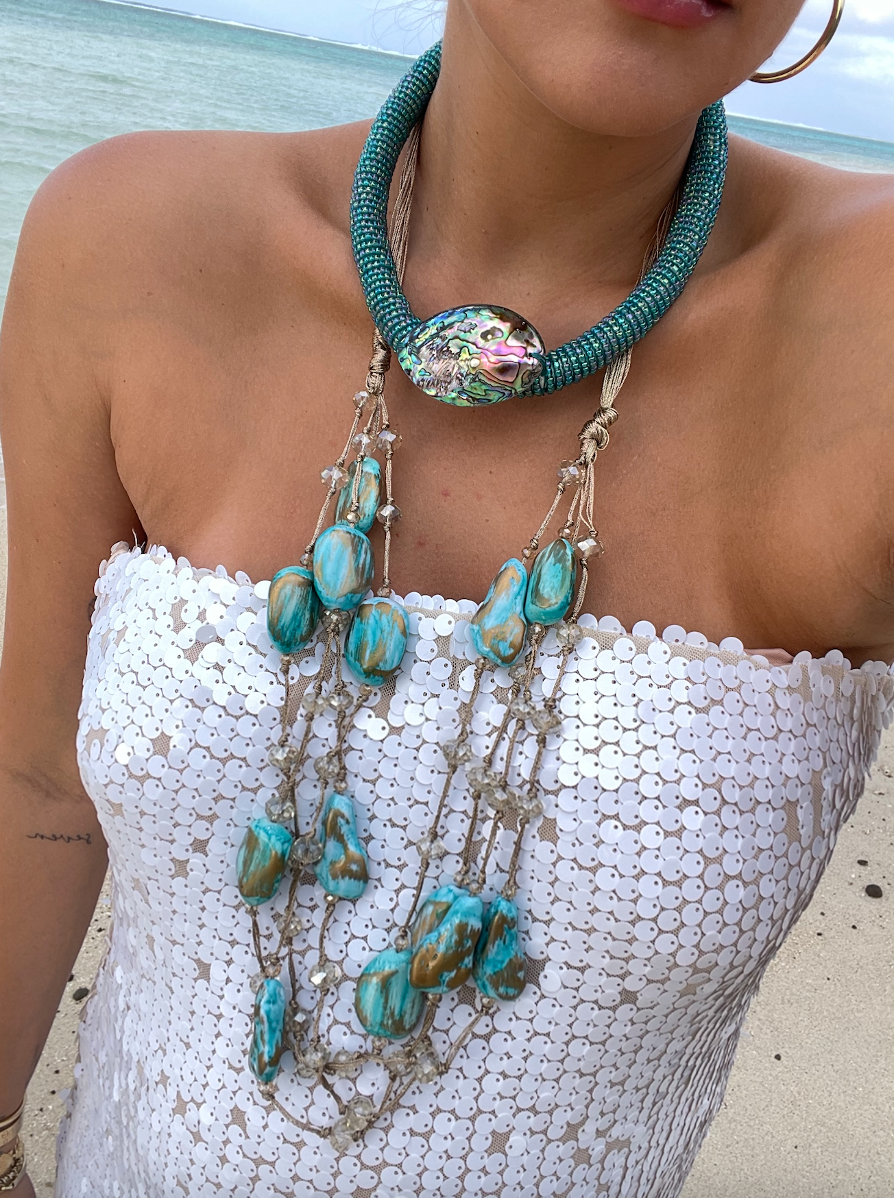 The Iridescent Turquoise Dreams Abalone Necklace