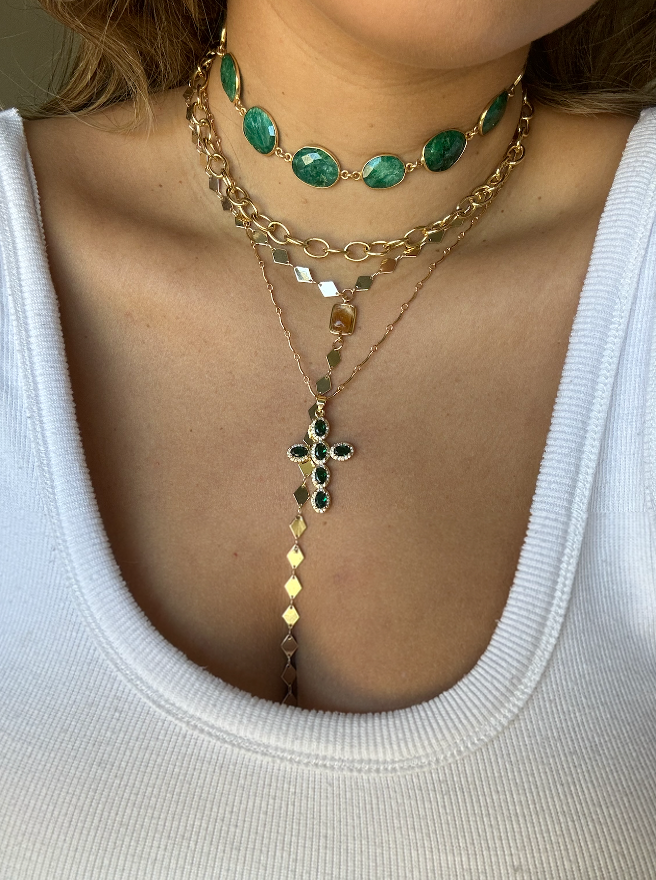 The Emerald Cross Necklace