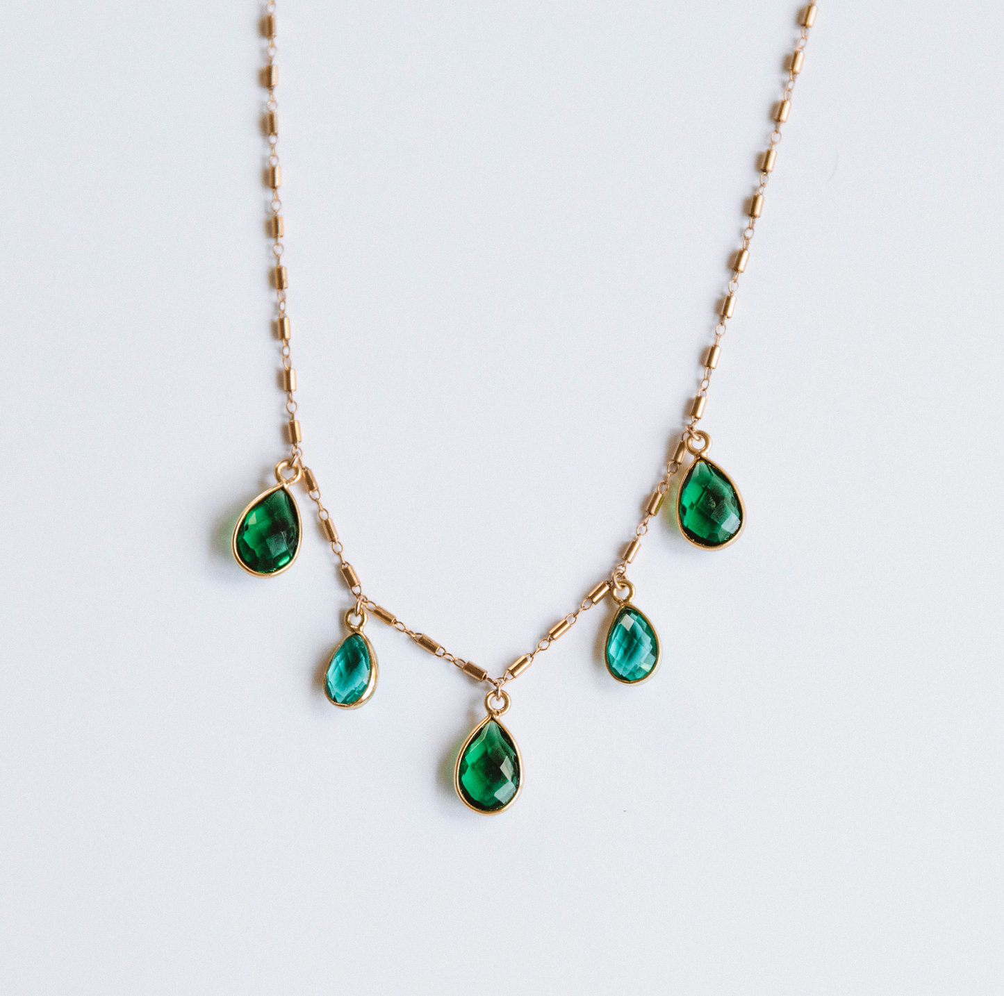 The Emerald Teardrop Charmed Necklace