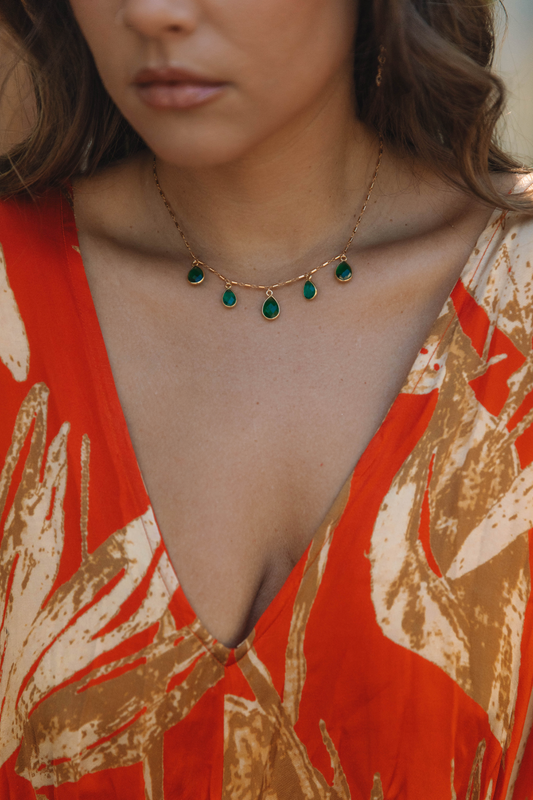 The Emerald Teardrop Charmed Necklace