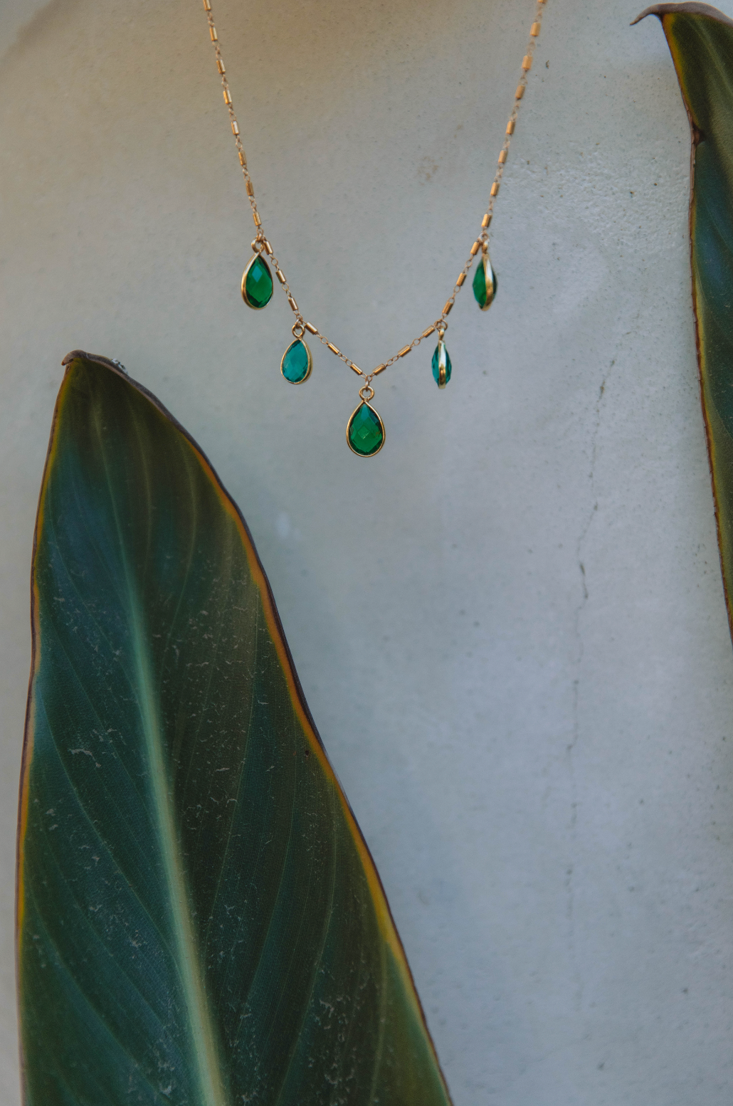 The Emerald Teardrop Charmed Necklace