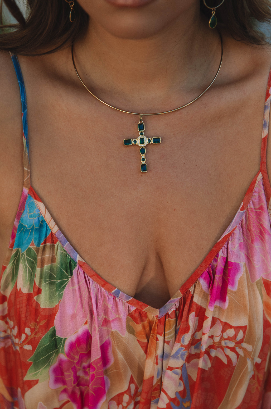 The Emerald Shores Cross Necklace