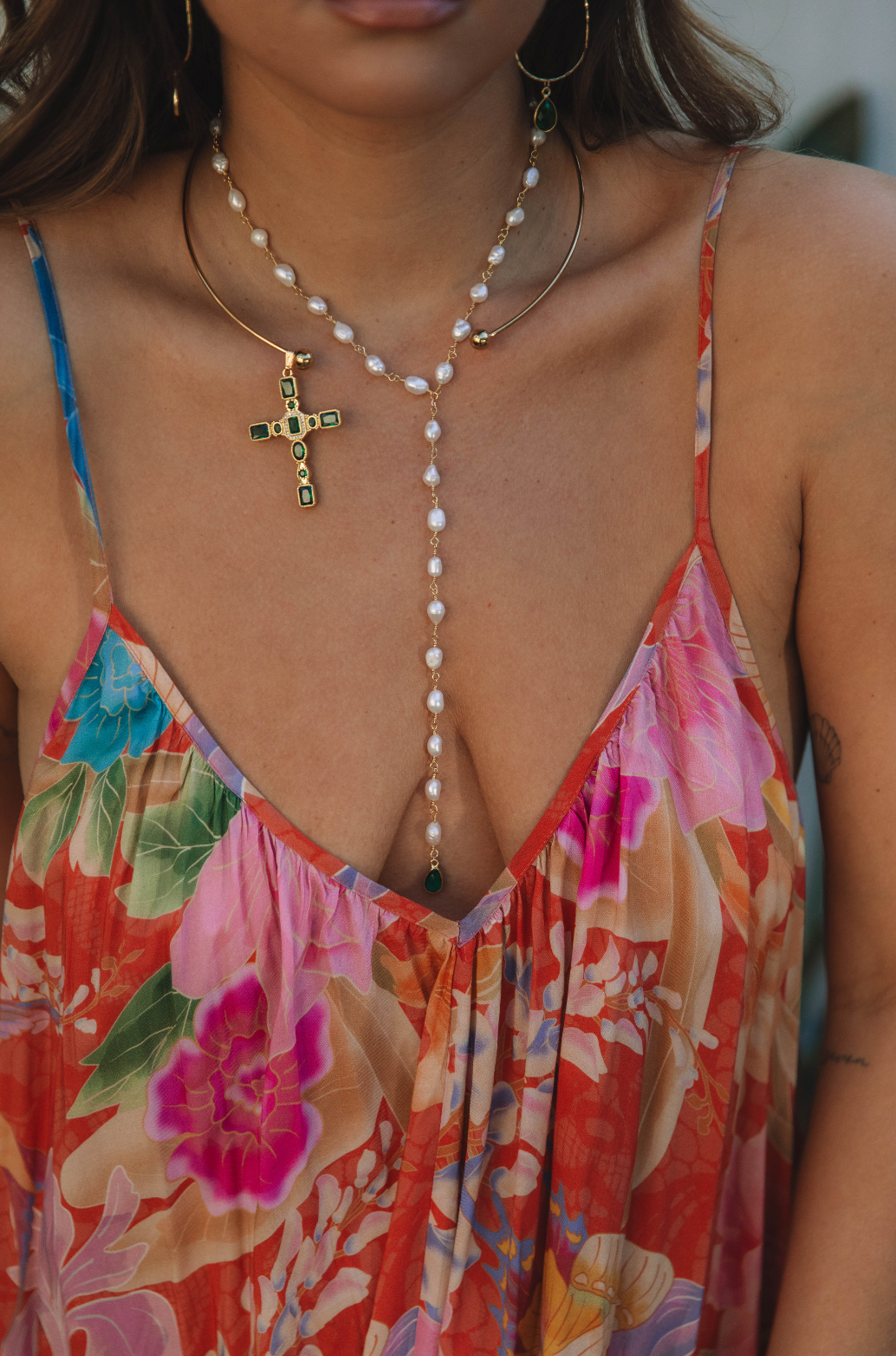 The Emerald Shores Cross Necklace