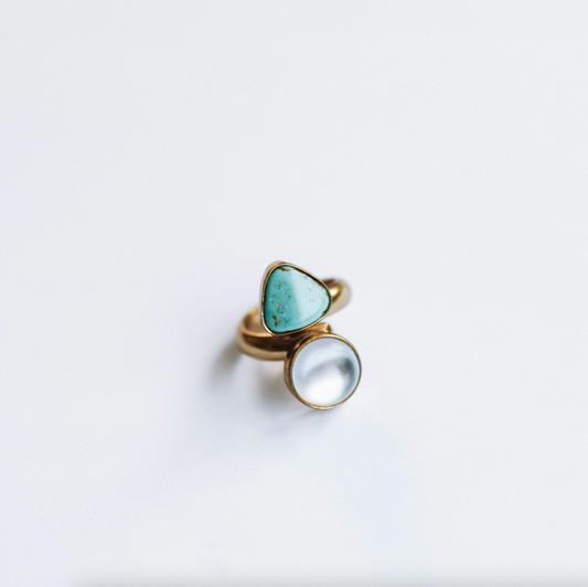 The Gold Luminite And Turquoise Ring