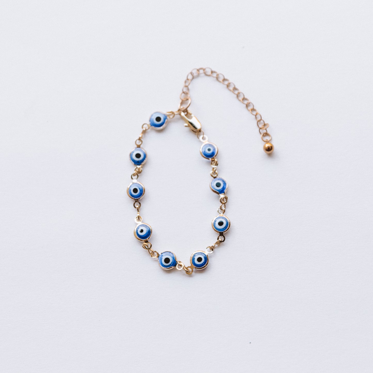 Paperclip Chain - Blue Evil Eye Protection Bracelet in Sliver - Talisa