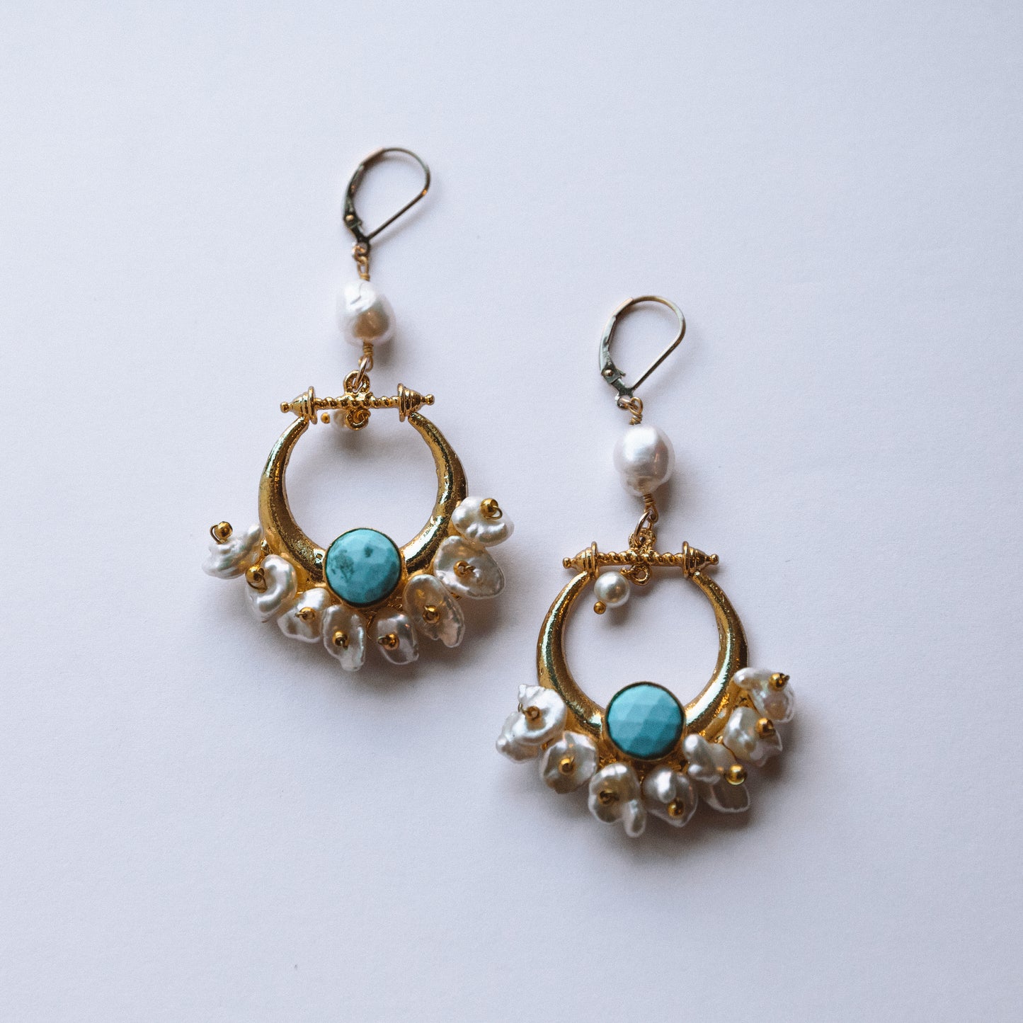 The Turquoise Pearl Statement Earrings