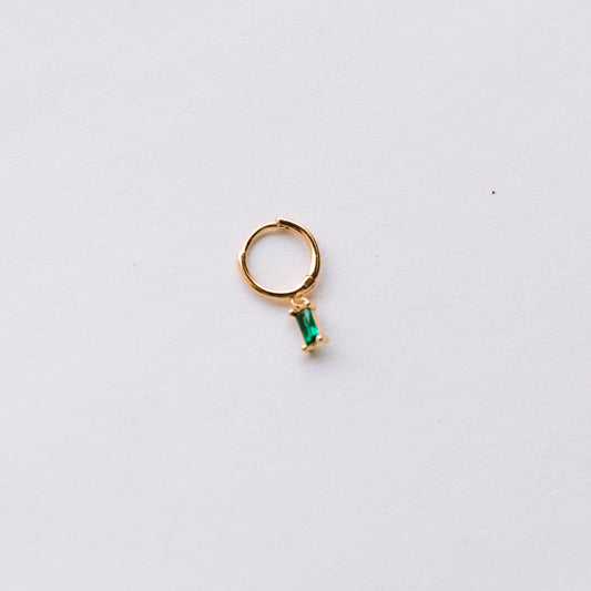 The Emerald Baguette Drop Huggie