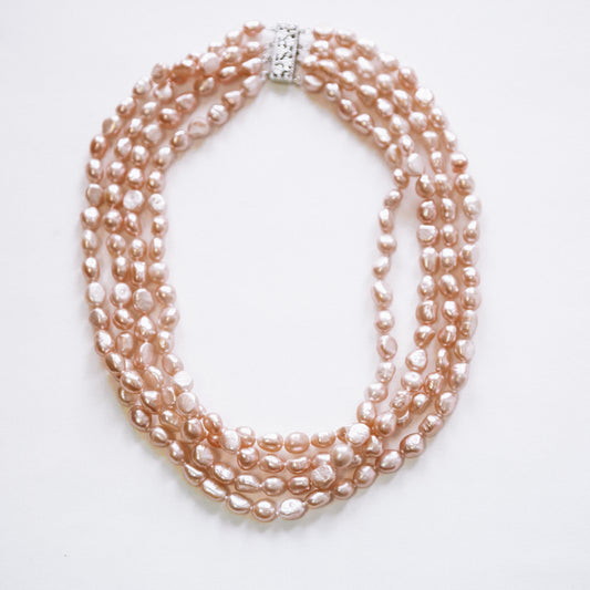 The Triple Pink Pearl Necklace
