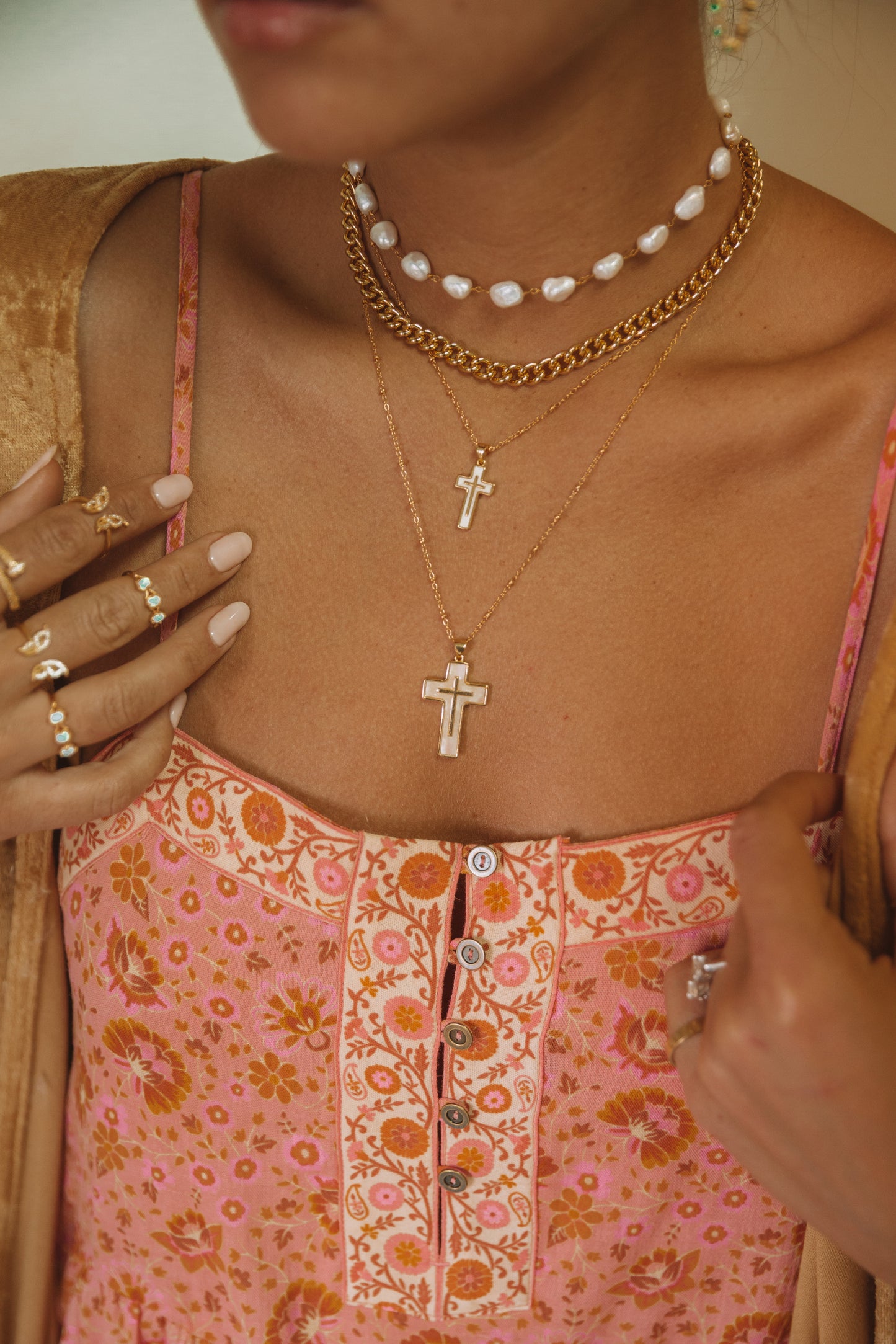The Pearl Cross Necklace
