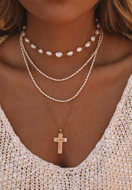 The Pearl Cross Necklace