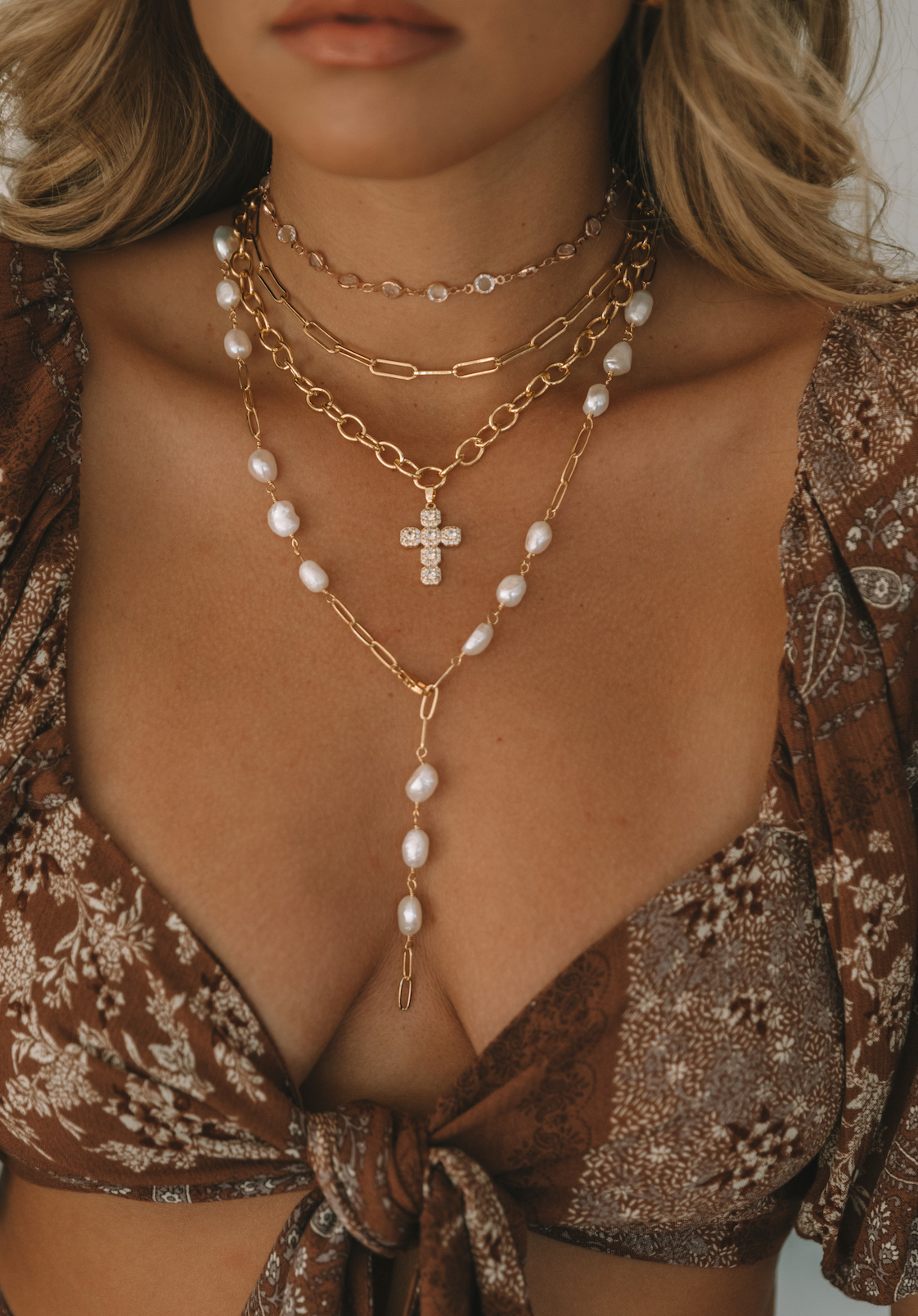 The Baguette Cross Necklace
