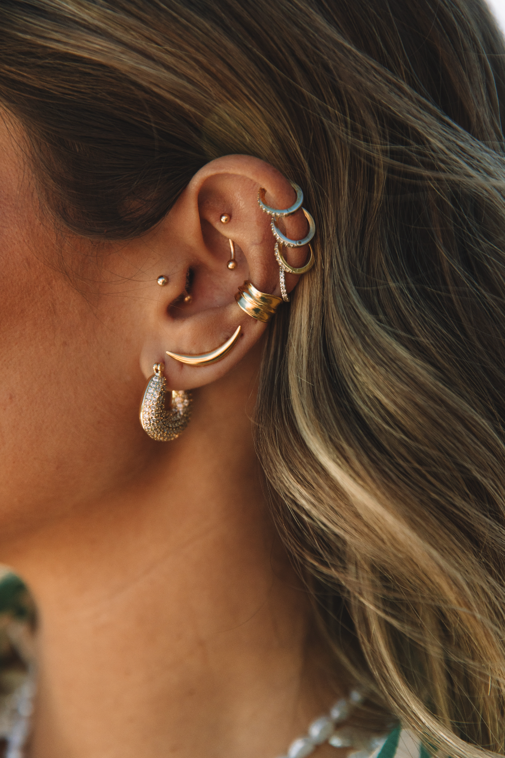 The Crescent Moon Ear Climber Stud