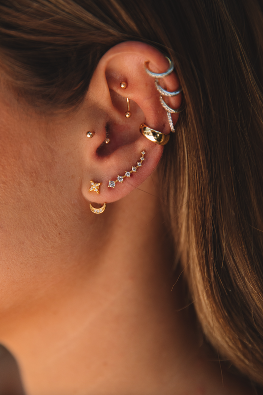 The Star And Moon Ear Jacket Stud
