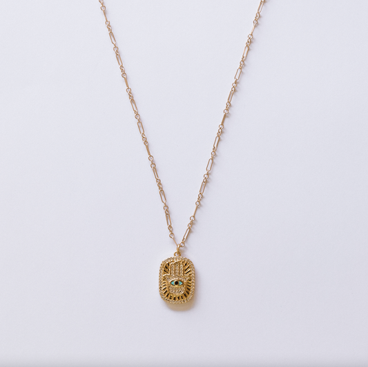 The Hamsa Evil Eye Tag Necklace