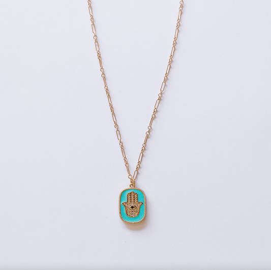 The Hamsa Evil Eye Tag Necklace